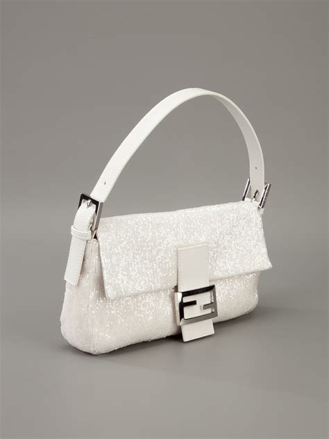 fendi white hand bag|fendi baguette bag white.